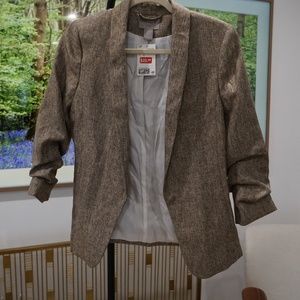 H&M tweed blazer with Ruched 3/4 sleeves Size XS